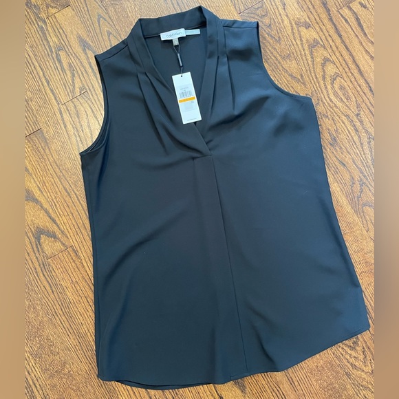 NWT Calvin Klein Black Callia V-neck Blouse - Picture 4 of 6